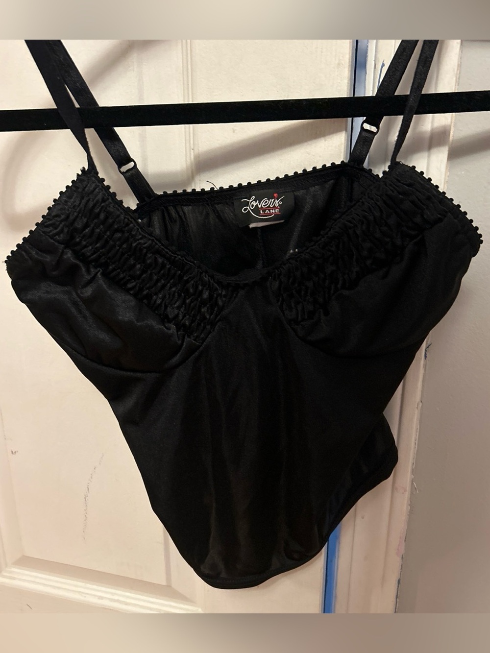 Lovers Lane Black Satin Top